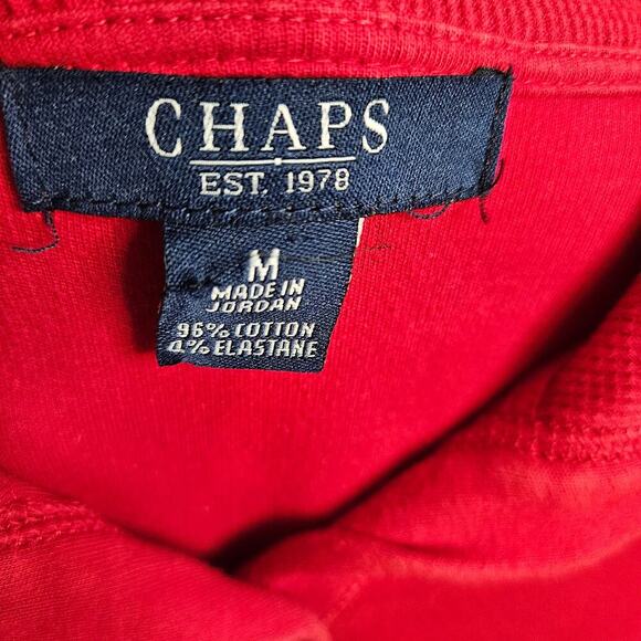 Chaps Ralph Lauren Womens Red Long Sleeve Knit Shirt Snap Front Stretch Size M - Picture 8 of 10